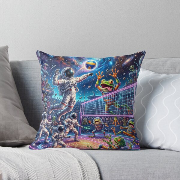 Item preview, Cosmic Volleyball Astronaut vs Alien Frog Game Pop Surrealism designed and sold by Rain-Road.