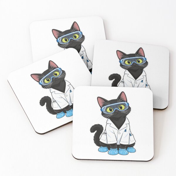 Item preview, Black Cat Scientist In Lab Coat With Goggles designed and sold by DariaDoodleArt.
