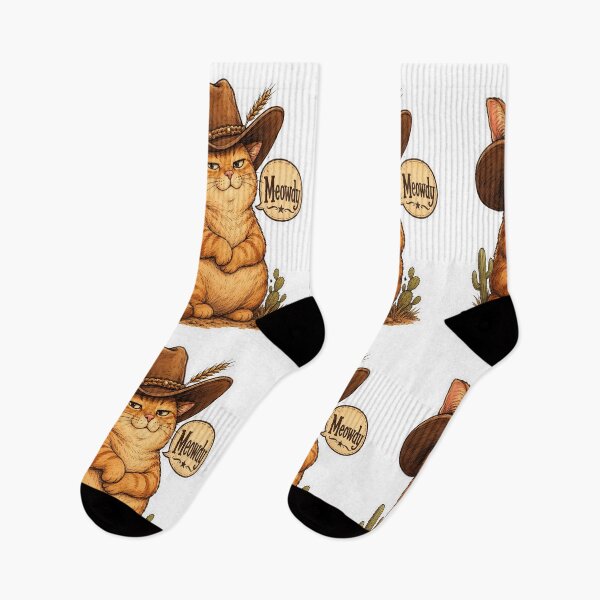 Item preview, Chubby Cowboy Cat Says Meowdy With Cactus designed and sold by DariaDoodleArt.