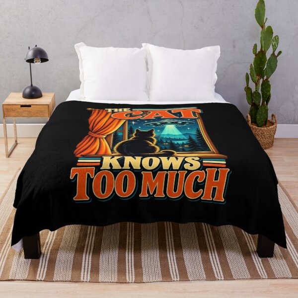 Item preview, The Cat Knows Too Much Vintage UFO Sci-Fi Funny Cat Humor designed and sold by Trendably.