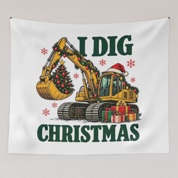 Item preview, I Dig Christmas Excavator Christmas Tree designed and sold by roni-harbor.