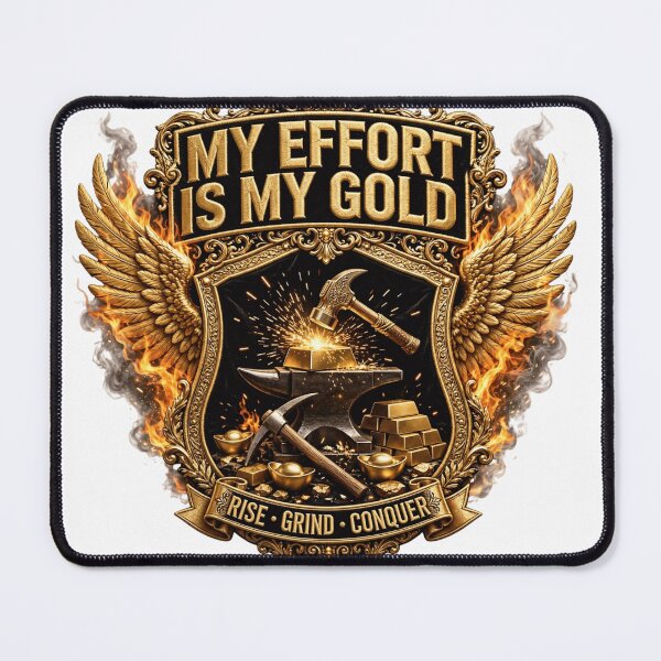 Item preview, My Effort Is My Gold - Golden Anvil Hammer Gold Bar Badge designed and sold by prithvi chand.