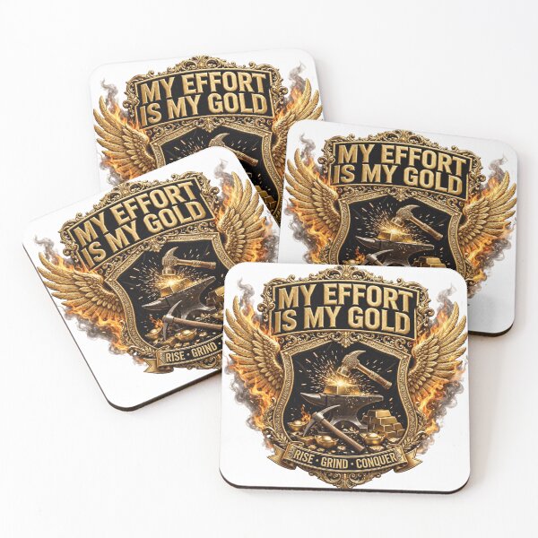 Item preview, My Effort Is My Gold - Golden Anvil Hammer Gold Bar Badge designed and sold by prithvi chand.