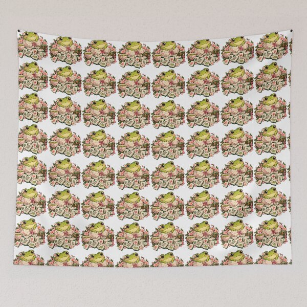 Item preview, Cottagecore Mahjong Frog with Cherry Blossoms designed and sold by VISO-art.