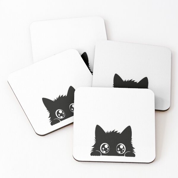 Item preview, Peeking Black Cat With Big Sparkly Anime Eyes designed and sold by DariaDoodleArt.