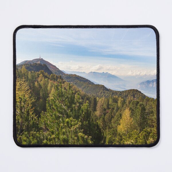Item preview, Patscherkofel mountain with forest along the Zirbenweg trail in autumn designed and sold by Torsten  Krüger.