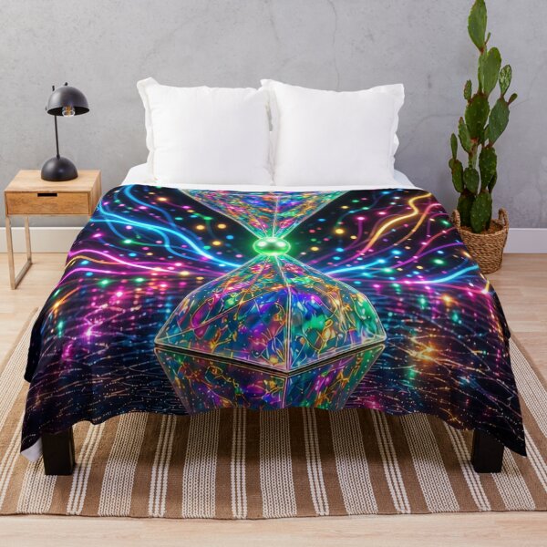 Item preview, Neon Cyber Hourglass - Psychedelic Prismatic Pyramid Art designed and sold by Breezes-of-Ida.