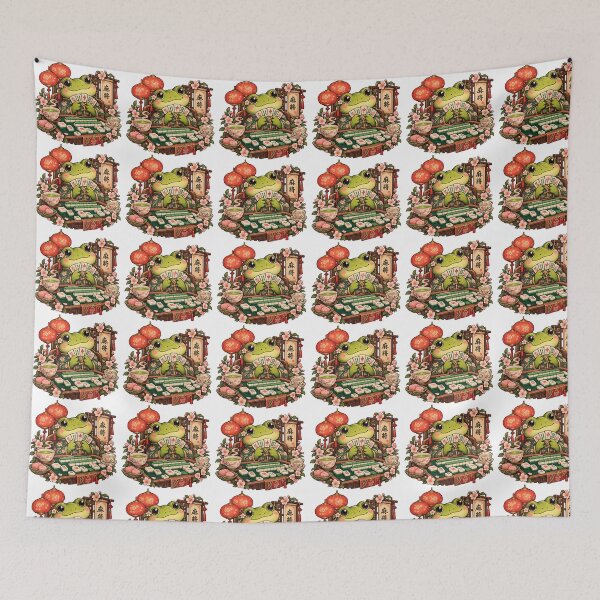 Item preview, Mahjong Frog Game Night – Vintage Sakura Aesthetic designed and sold by VISO-art.