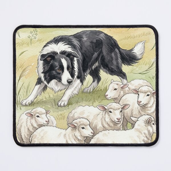 Item preview, Border Collie Herding Sheep Watercolor Art designed and sold by PetalsPaws.