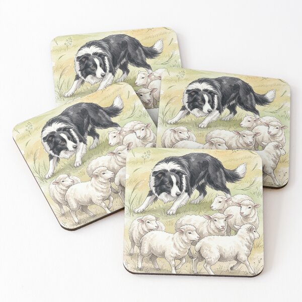 Item preview, Border Collie Herding Sheep Watercolor Art designed and sold by PetalsPaws.
