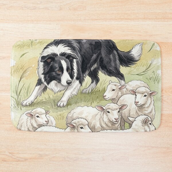 Item preview, Border Collie Herding Sheep Watercolor Art designed and sold by PetalsPaws.