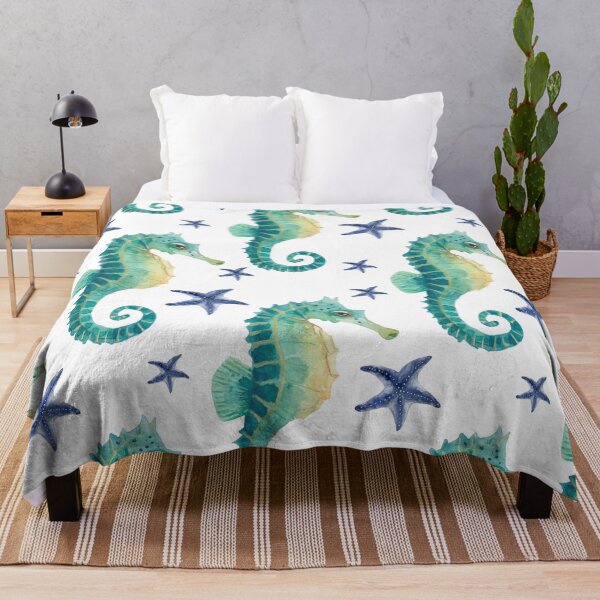 Item preview, Watercolor Seahorse and Starfish Pattern designed and sold by DILMIK..
