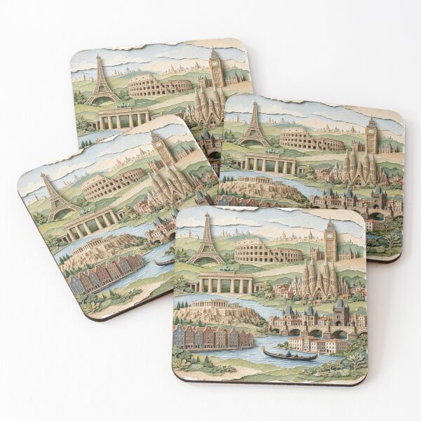 Item preview, European Landmarks 3D Paper Cutout Art Travel Collage T-Shirt designed and sold by Sushikidsntoddlers.