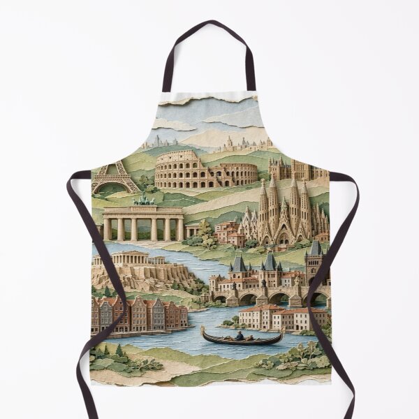 Item preview, European Landmarks 3D Paper Cutout Art Travel Collage T-Shirt designed and sold by Sushikidsntoddlers.