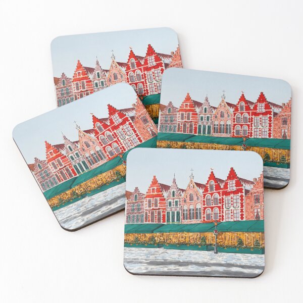 Item preview, Bruges Belgium Christmas Market – Watercolor Winter Cityscape designed and sold by POSTERIOCREW.