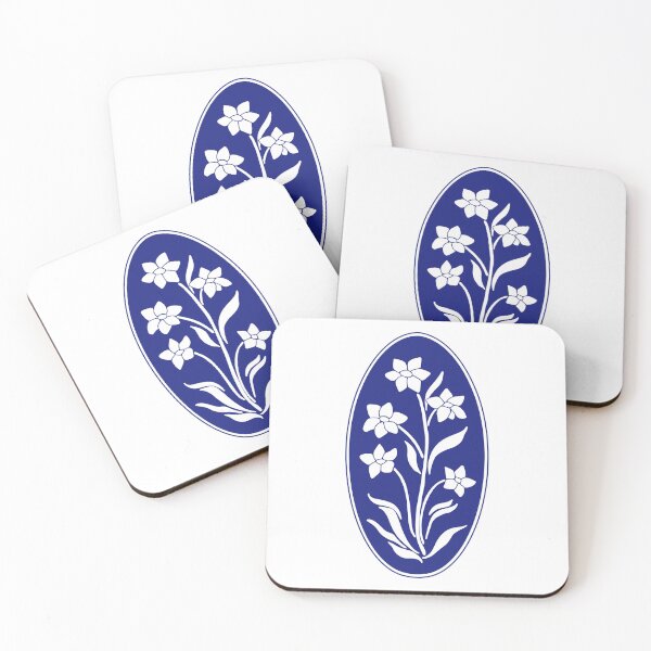 Item preview, Vintage Blue Botanical Floral Motif in Oval Frame - 01 designed and sold by ivyysophia.