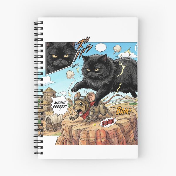 Item preview, Fluffy Black Cat Action Manga Comic Strip Art designed and sold by PetalsPaws.