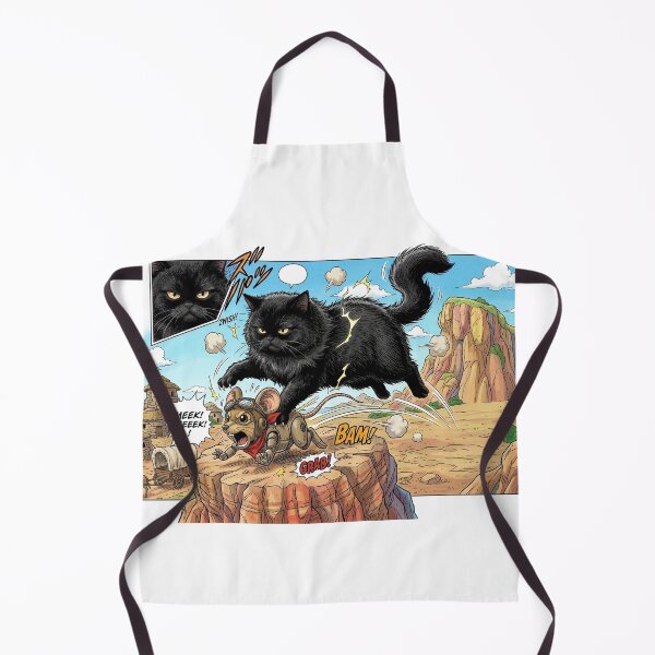 Item preview, Fluffy Black Cat Action Manga Comic Strip Art designed and sold by PetalsPaws.