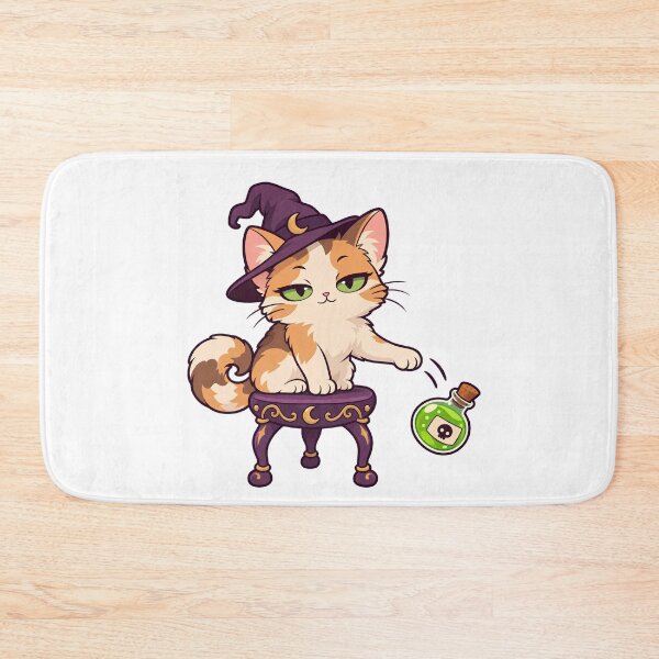 Item preview, Sassy Calico Witch Cat Knocking Potion designed and sold by UvooArt.