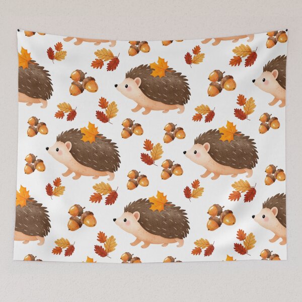Item preview, Watercolor Hedgehog Autumn Leaves Pattern designed and sold by DILMIK..
