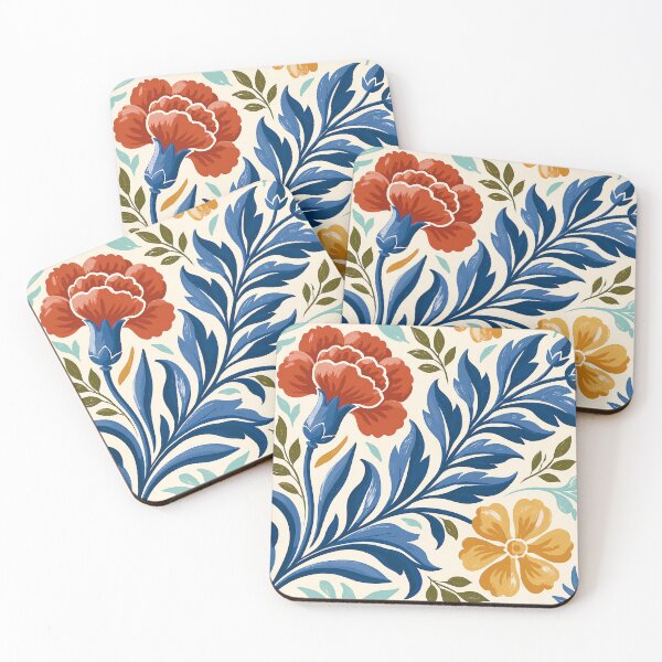 Item preview, Spanish-Inspired Terracotta Carnation and Golden Blossom designed and sold by Quietlume Press.