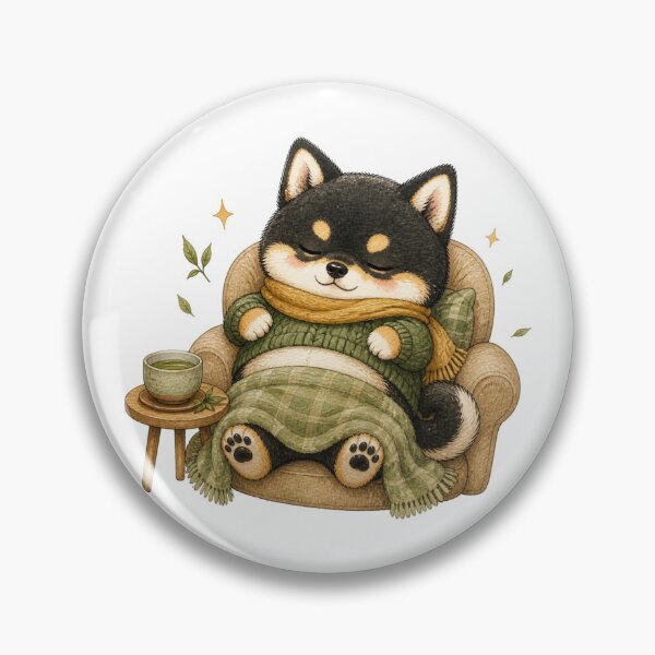 Item preview, Black and Tan Shiba Inu Food Coma Nap designed and sold by Kawaii Matcha Studio.