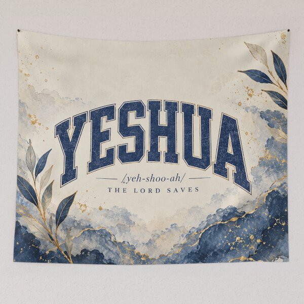 Item preview, Yeshua Varsity Sticker, The Lord Saves Christian Design, Retro Collegiate Faith Art designed and sold by EatPrayLive.