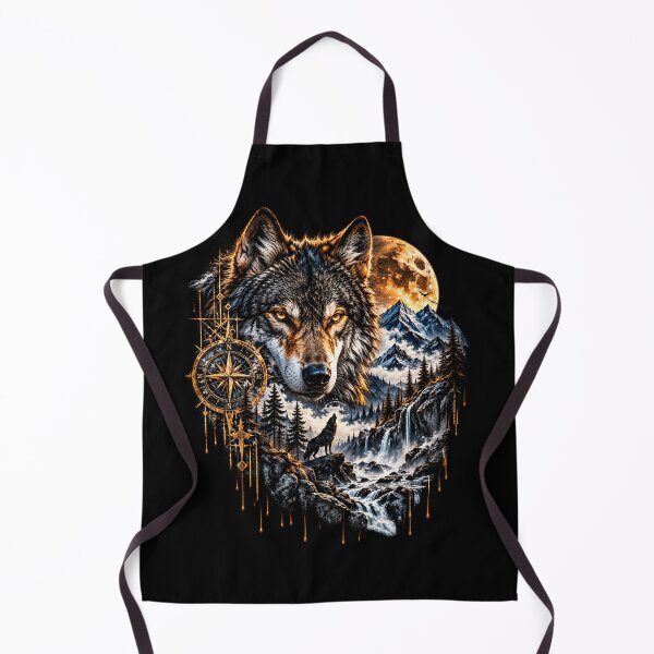 Item preview, Lone Wolf Spirit – Majestic Wolf Moon Mountain Wilderness Art designed and sold by MichelleAlline.