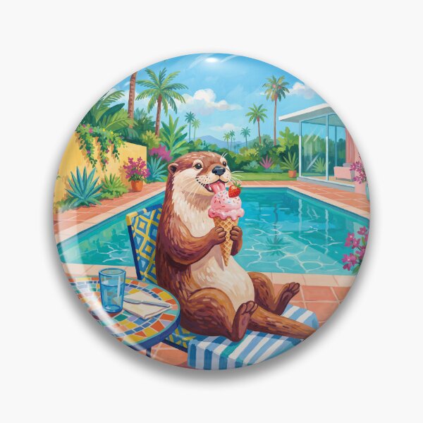 Item preview, Otter Eating Strawberry Ice Cream Cone Pop Art designed and sold by Home Decor Art.