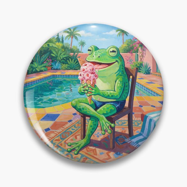 Item preview, Frog Eating Strawberry Ice Cream Cone Pop Art designed and sold by Home Decor Art.
