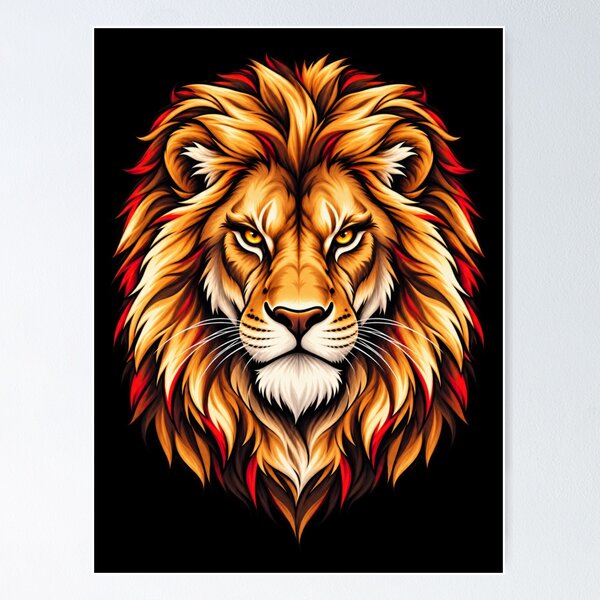 Item preview, Lion Portrait Wildlife Art Majestic Big Cat designed and sold by PunchDrop.