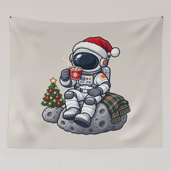 Item preview, Cozy Christmas Astronaut Drinking Lunar Cocoa designed and sold by BROHLine Studio.