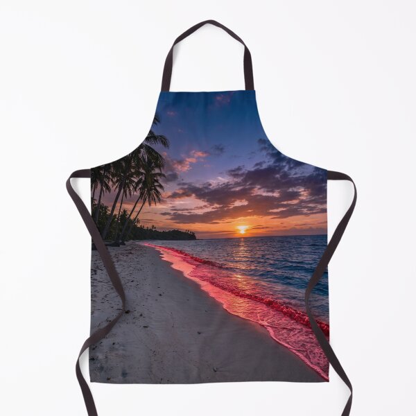 Item preview, Sunset on the beach with bright red waves designed and sold by Mente Creativa.