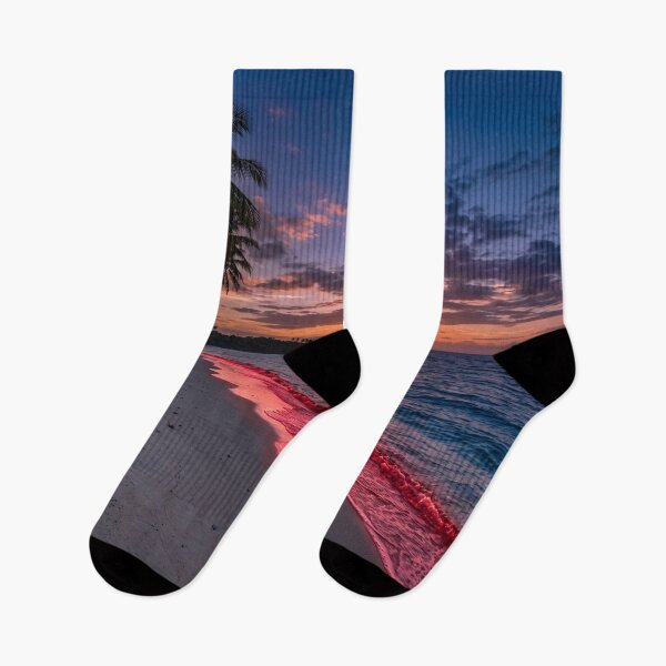 Item preview, Sunset on the beach with bright red waves designed and sold by Mente Creativa.