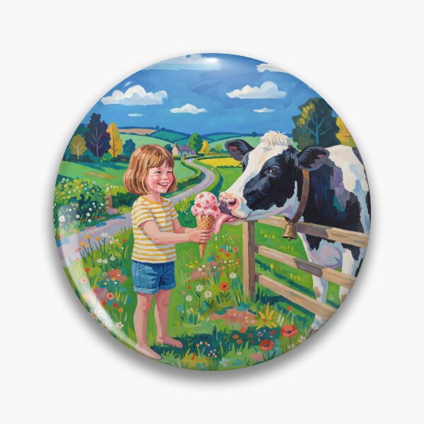 Item preview, Cow Eating Strawberry Ice Cream Cone Pop Art designed and sold by Home Decor Art.