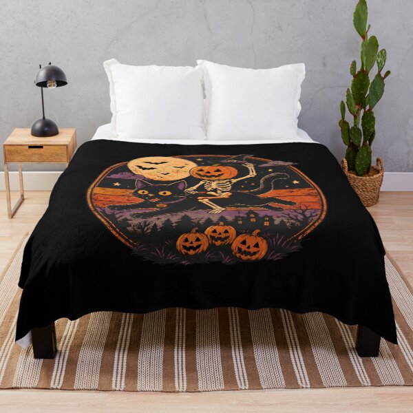 Item preview, Skeleton Cat Witch Moon Halloween Retro Design designed and sold by Dmo3HarkoArt.