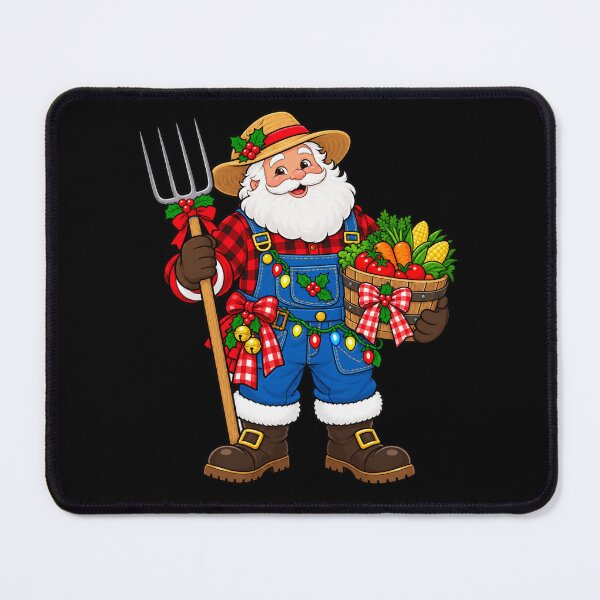 Item preview, Christmas Farmer Santa in Overalls with Harvest Basket designed and sold by vaylen-orbit.