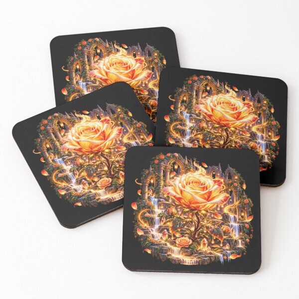 Item preview, Flame of the Enchanted Rose – Golden Fantasy Garden designed and sold by TroviTutto.