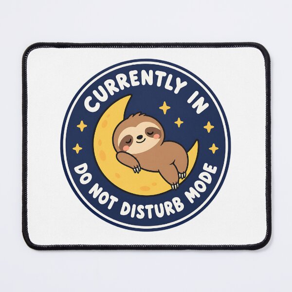 Item preview, Funny Sleepy Sloth on Crescent Moon – Navy Blue Do Not Disturb Mode designed and sold by LexaArtworks.