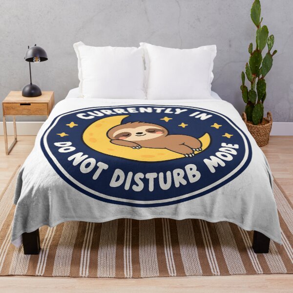 Item preview, Funny Sleepy Sloth on Crescent Moon – Navy Blue Do Not Disturb Mode designed and sold by LexaArtworks.