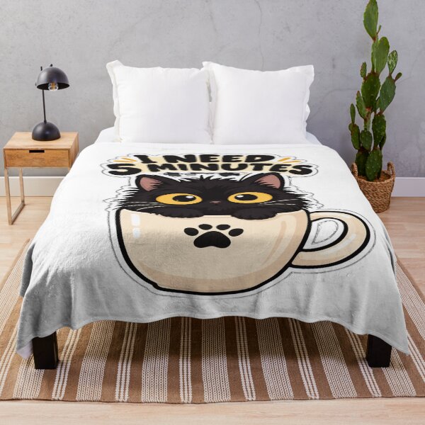 Item preview, Funny Black Cat I Need 5 Minutes Coffee Design designed and sold by Walidsolo25.