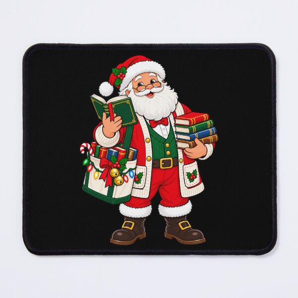 Item preview, Christmas Librarian Santa Reading with Books and Papers designed and sold by vaylen-orbit.