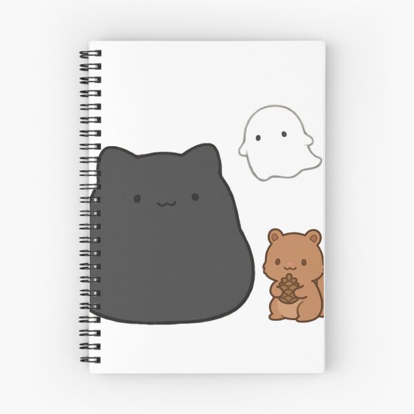 Item preview, Cute Black Cat Ghost Squirrel Pinecone Fall Kawaii Sticker designed and sold by xiaoxiaochibi.