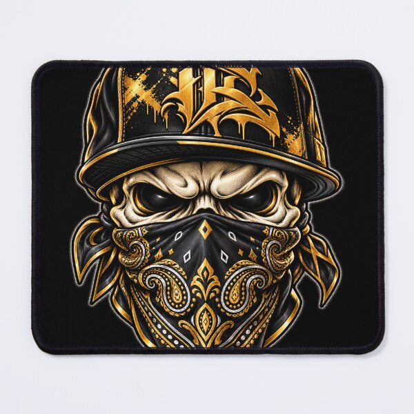 Item preview, Black Gold Gangster Skull Streetwear Art designed and sold by THAT-ONE-TEE.