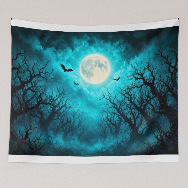 Item preview, Moonlit forest with flying bats designed and sold by design-rebell.