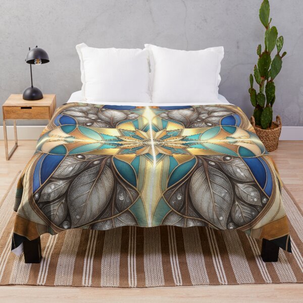 Item preview, Art Nouveau Golden Mandala Geometric Stained Glass designed and sold by Frackxion.
