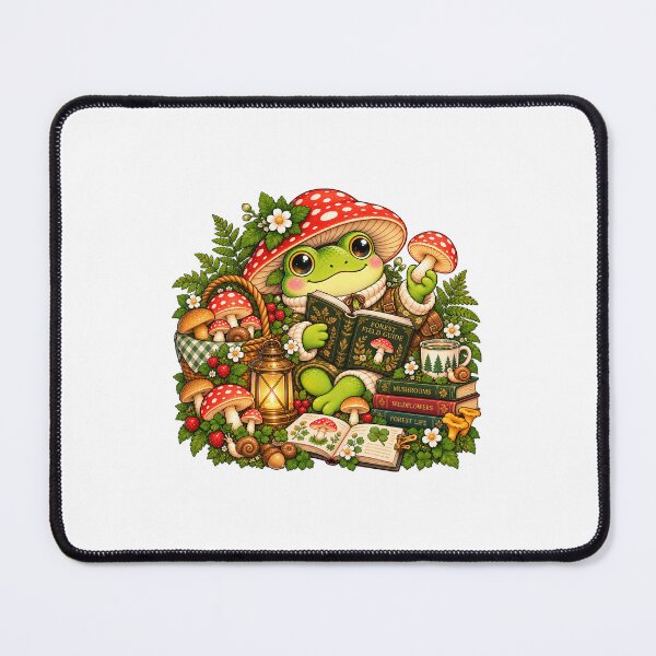 Item preview, Forest Field Guide Frog – Cottagecore Mushroom Art designed and sold by VISO-art.