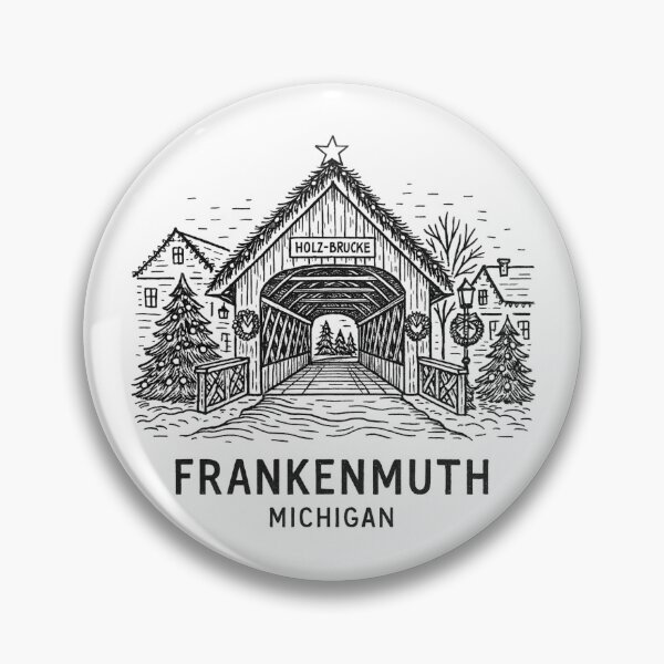 Item preview, Frankenmuth Michigan Covered Bridge Line Art Print designed and sold by CitySketchCo.