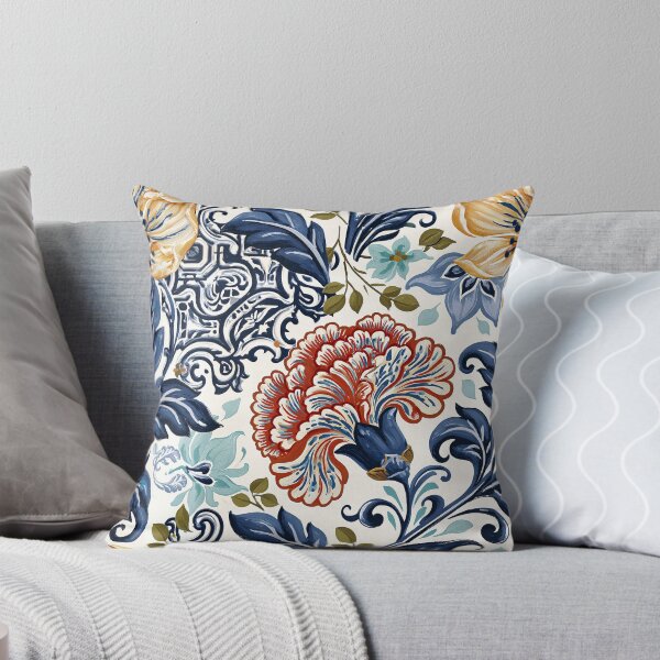 Item preview, Spanish-Inspired Ruffled Carnation and Indigo Arabesque designed and sold by Quietlume Press.