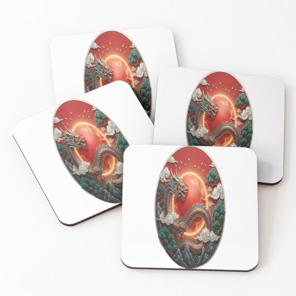 Item preview, Japanese Red Dragon Oval Cloud Sunset Art designed and sold by Walidsolo25.